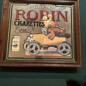 Vintage robin advertising mirror